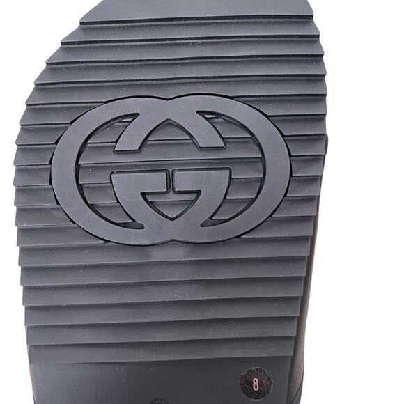Authentic GUCCI Jumbo Logo Leather Slide Sandals Black Men's Size 8 | US 8.5 NWT - Picture 11 of 14